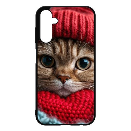 Cuki vörös cica piros sapkában Samsung Galaxy A25 5G tok