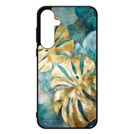 Gyönyörű kék aranyló levelek Art Samsung Galaxy A35 tok