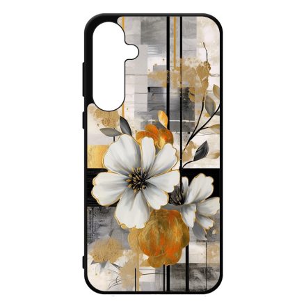 Különleges arany és fehér virágos absztrakt Art Samsung Galaxy A35 tok