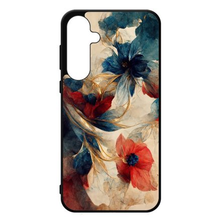 Gyönyörű piros-kék virágos Art Samsung Galaxy A35 tok
