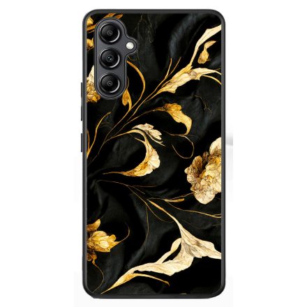 Szatén fekete-arany virág mintás Art Samsung Galaxy A54 5G tok