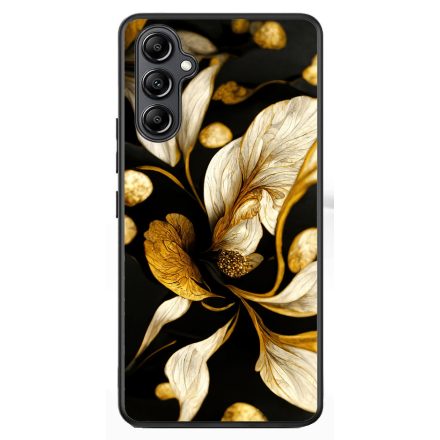 Szépséges fekete-arany virág szatén Art Samsung Galaxy A54 5G tok