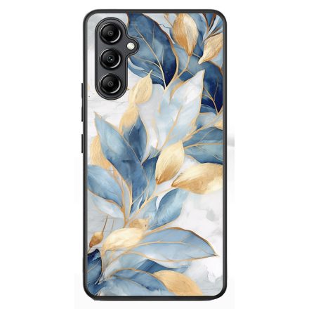 Gyönyörű kék és arany leveles Art Samsung Galaxy A54 5G tok