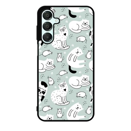 Tündéri macska-egér mintás Samsung Galaxy A55 tok