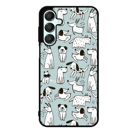 Türkiz aranyos rajzolt kutya mintás Samsung Galaxy A55 tok