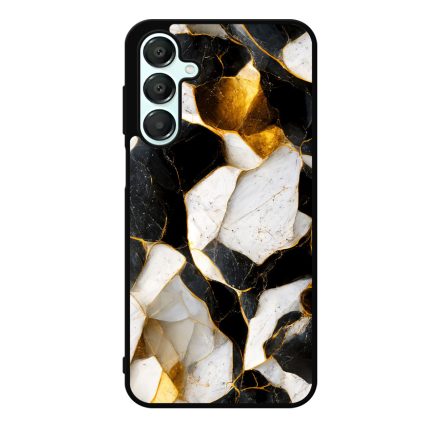 Luxury fekete-fehér és arany márvány mintás Samsung Galaxy A55 tok