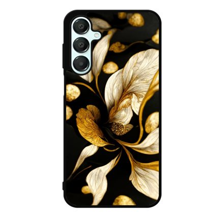Szépséges fekete-arany virág szatén Art Samsung Galaxy A55 tok