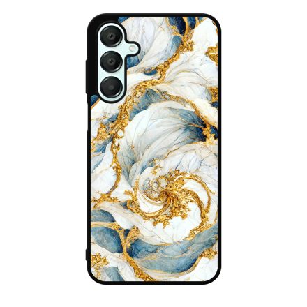 Örvénylő fehér-kék és arany márvány mintás Samsung Galaxy A55 tok