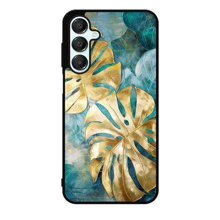 Gyönyörű kék aranyló levelek Art Samsung Galaxy A55 tok