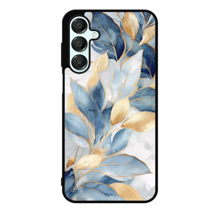 Gyönyörű kék és arany leveles Art Samsung Galaxy A55 tok