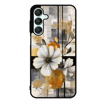 Különleges arany és fehér virágos absztrakt Art Samsung Galaxy A55 tok