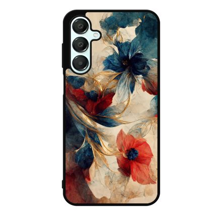 Gyönyörű piros-kék virágos Art Samsung Galaxy A55 tok