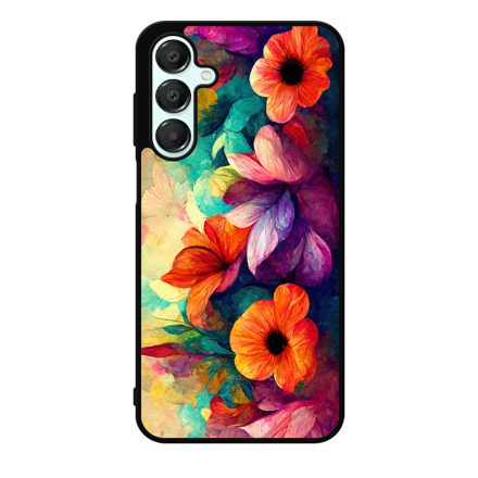 Festett hatású színes virágos Art Samsung Galaxy A55 tok