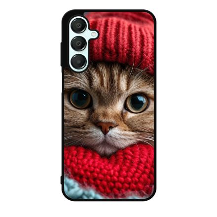 Cuki vörös cica piros sapkában Samsung Galaxy A55 tok