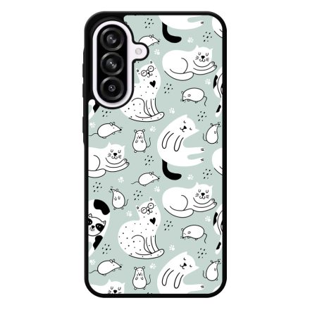 Tündéri macska-egér mintás Samsung Galaxy A56 tok