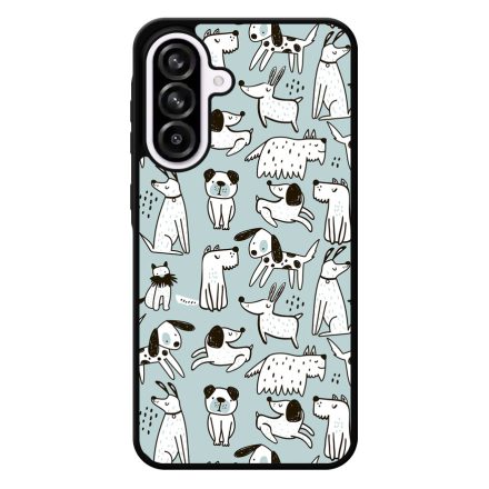 Türkiz aranyos rajzolt kutya mintás Samsung Galaxy A56 tok