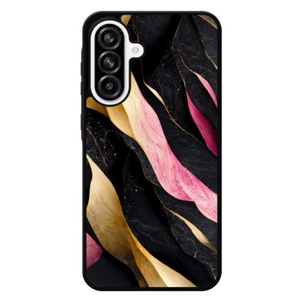 Szépséges fekete-pink és arany márvány mintás Samsung Galaxy A56 tok