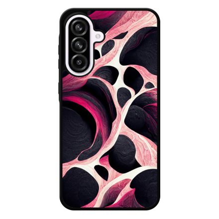 Gyönyörű fekete-fehér és pink márvány mintás Samsung Galaxy A56 tok