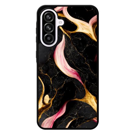 Különleges fekete-pink és arany márvány mintás Samsung Galaxy A56 tok