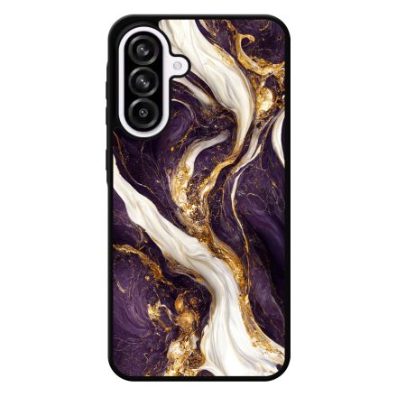 Szépséges lila-fehér és arany márvány mintás  Samsung Galaxy A56 tok