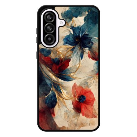 Gyönyörű piros-kék virágos Art Samsung Galaxy A56 tok