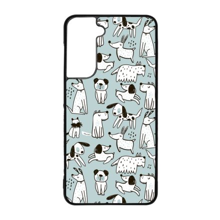 Türkiz aranyos rajzolt kutya mintás Samsung Galaxy S21 FE tok