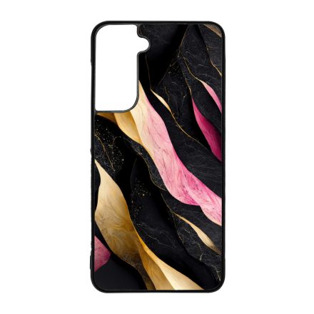 Szépséges fekete-pink és arany márvány mintás Samsung Galaxy S21 FE tok