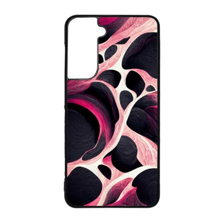 Gyönyörű fekete-fehér és pink márvány mintás Samsung Galaxy S21 FE tok