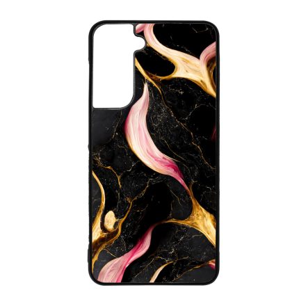 Különleges fekete-pink és arany márvány mintás Samsung Galaxy S21 FE tok