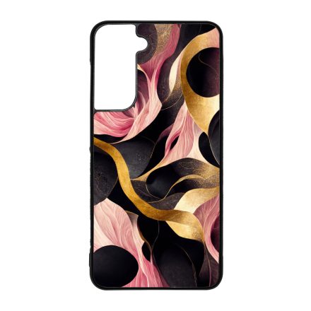 Aranyló fekete-pink márvány mintás Samsung Galaxy S21 FE tok