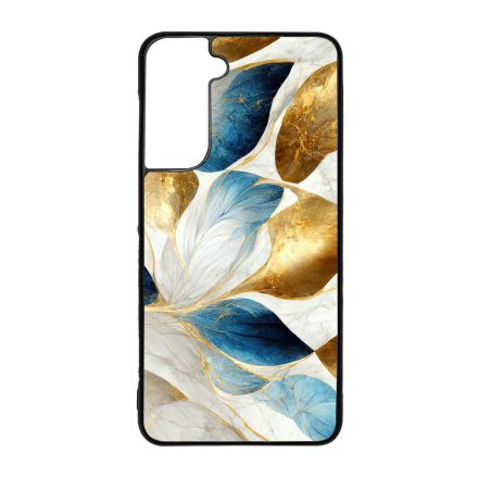 Csodaszép fehér-arany leveles márvány mintás Samsung Galaxy S21 FE tok