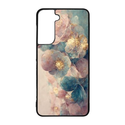Pasztel rózsaszín és kék virágos Art Samsung Galaxy S21 FE tok