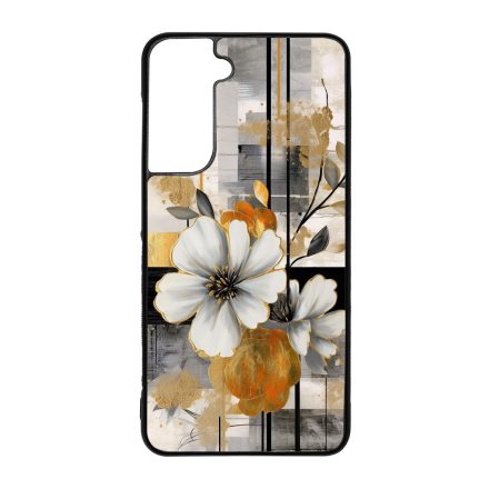 Különleges arany és fehér virágos absztrakt Art Samsung Galaxy S21 FE tok