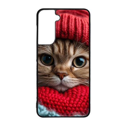 Cuki vörös cica piros sapkában Samsung Galaxy S21 FE tok