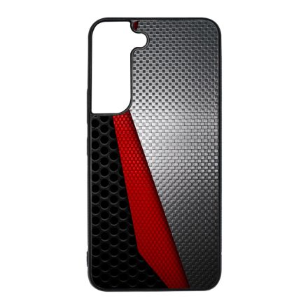 Metál SILVER piros karbon mintás Samsung Galaxy S22 tok