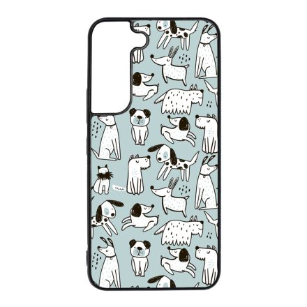 Türkiz aranyos rajzolt kutya mintás Samsung Galaxy S22 tok