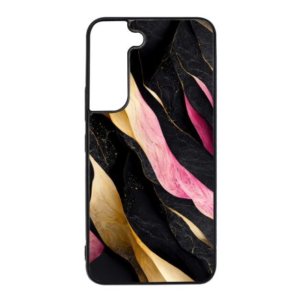 Szépséges fekete-pink és arany márvány mintás Samsung Galaxy S22 tok