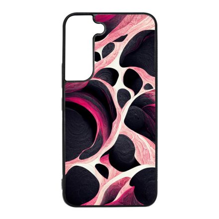Gyönyörű fekete-fehér és pink márvány mintás Samsung Galaxy S22 tok