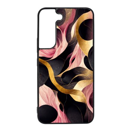 Aranyló fekete-pink márvány mintás Samsung Galaxy S22 tok