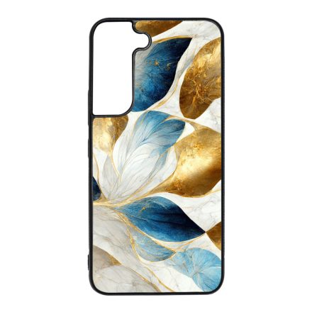 Csodaszép fehér-arany leveles márvány mintás Samsung Galaxy S22 tok