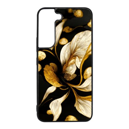 Szépséges fekete-arany virág szatén Art Samsung Galaxy S22 tok