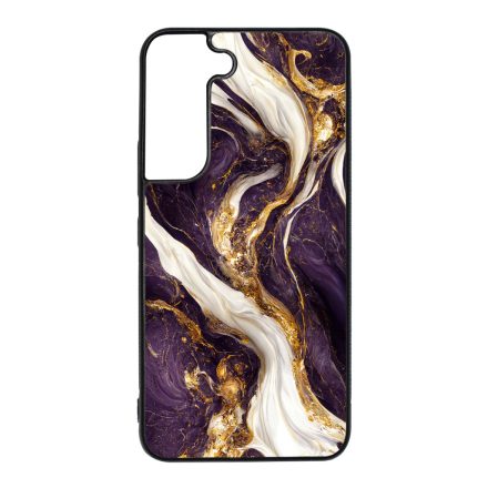 Szépséges lila-fehér és arany márvány mintás  Samsung Galaxy S22 tok