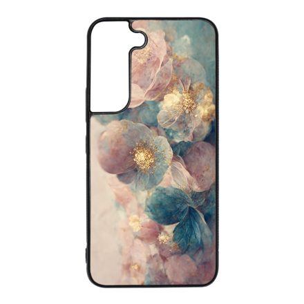 Pasztel rózsaszín és kék virágos Art Samsung Galaxy S22 tok