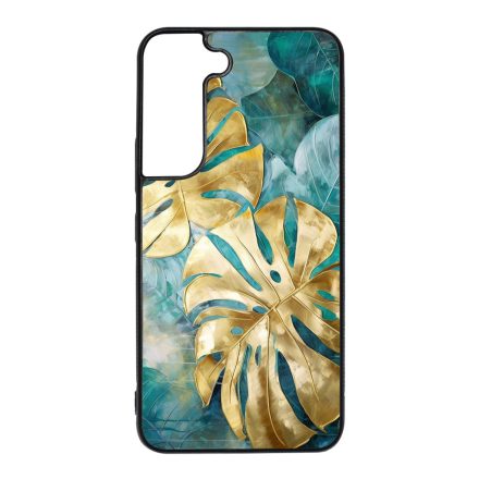 Gyönyörű kék aranyló levelek Art Samsung Galaxy S22 tok