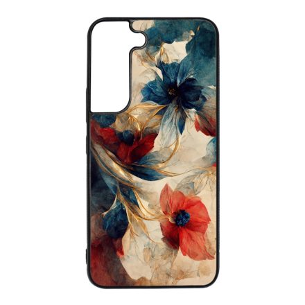 Gyönyörű piros-kék virágos Art Samsung Galaxy S22 tok
