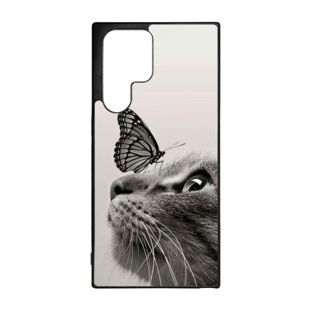 Cica és Pillangó - macskás Samsung Galaxy S22 Ultra tok
