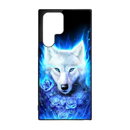 Farkas kék rózsával Samsung Galaxy S22 Ultra tok
