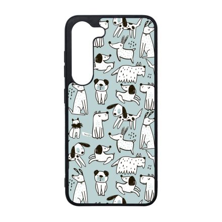 Türkiz aranyos rajzolt kutya mintás Samsung Galaxy S23 Plus tok