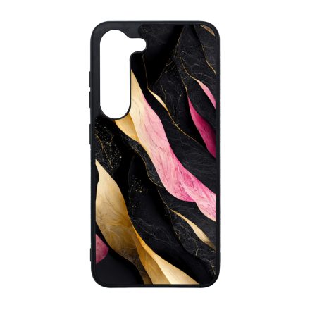 Szépséges fekete-pink és arany márvány mintás Samsung Galaxy S23 Plus tok