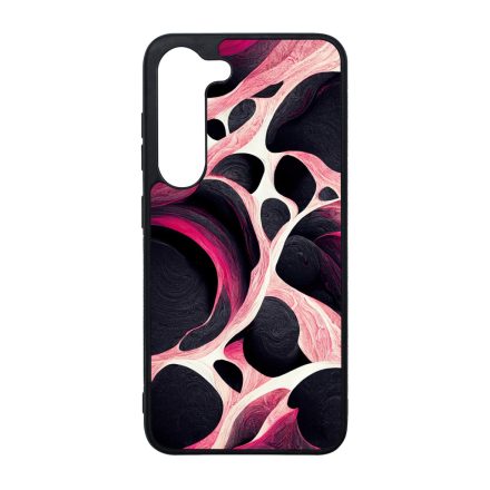Gyönyörű fekete-fehér és pink márvány mintás Samsung Galaxy S23 Plus tok